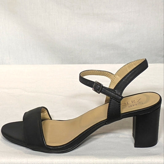 NEW Naturalizer Womens Bristol Heeled Leather Sandal Sz 9 black