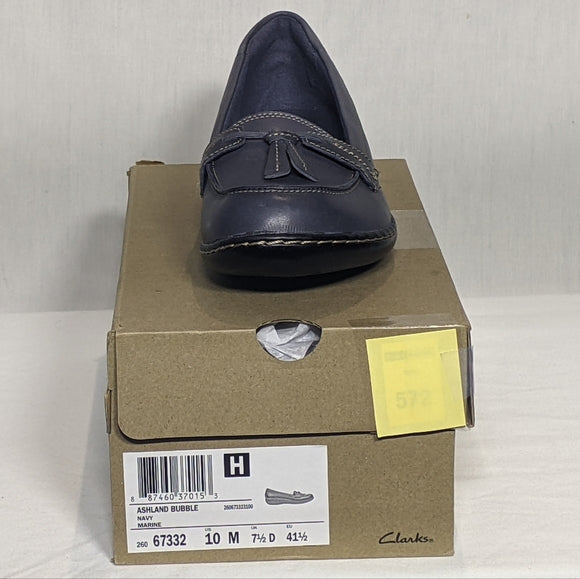 NEW Clarks Womens Ashland Leather Bubble Loafer Sz 10 blue