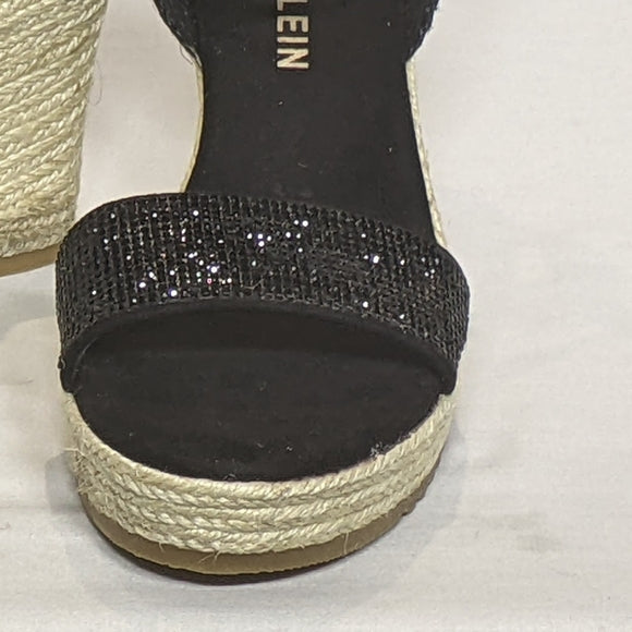 NEW Anne Klein Womens Wylie Wedge Sandal Buckle Strap Sz 6.5 black
