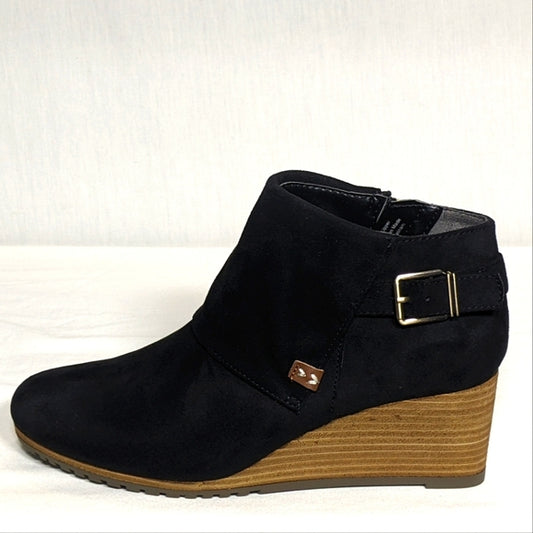 NEW Dr Scholl's Womens Double Wedge Ankle Boot Sz 9.5 black