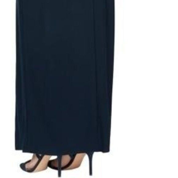 NEW Alex Evenings Womens Long Knot Dress with Embellished Short Sleeve sz 6 navy