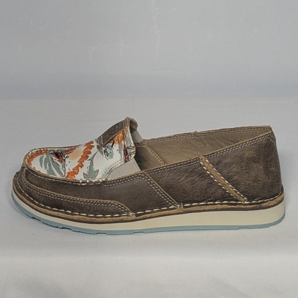 NEW Ariat Leather Cruiser Western Aloha Brown Bomer/Surfing Longhorn Print Sz 9