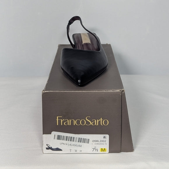 NEW Franco Sarto Womens Tyra Leather Slingback Block Heel sz 7.5 black