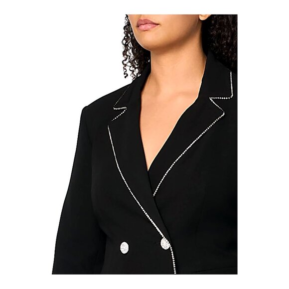 NEW Karl Lagerfeld Womens Embellished Trim Long Sleeve Split Cuff Blazer Dress 6