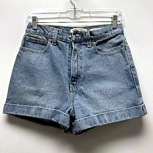 NEW American Apparel Womens Denim High-Waist Cuff Short sz 28