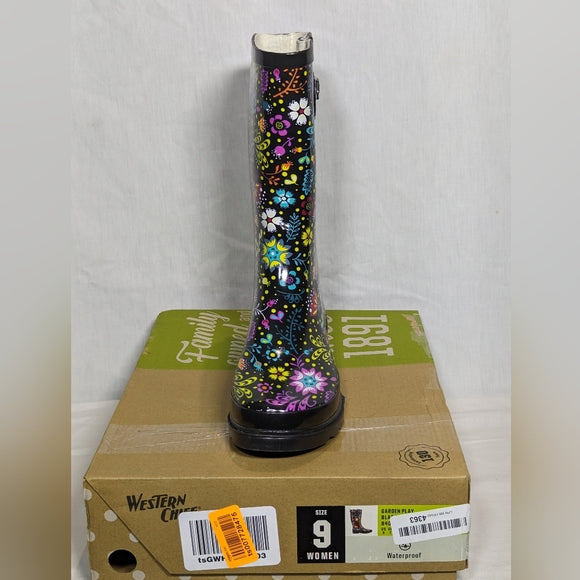 NEW Western Chief Womens Garden Play Graphic Tall Rain Boot Sz 10