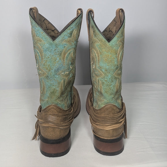 NEW Laredo Womens Anita Square Toe Leather Dress Western Boot sz 8.5 teal
