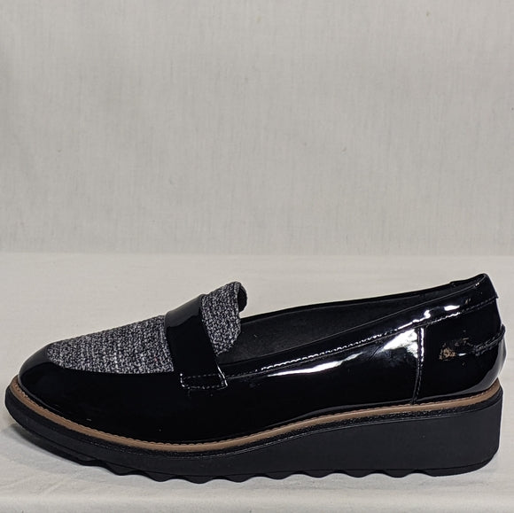 NEW Clarks Womens Leather Sharon Gracie Classy Stylish Loafer Sz 6 black