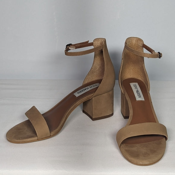 NEW Steve Madden Womens Leather Irenee Heeled Sandal Sz 6 tan