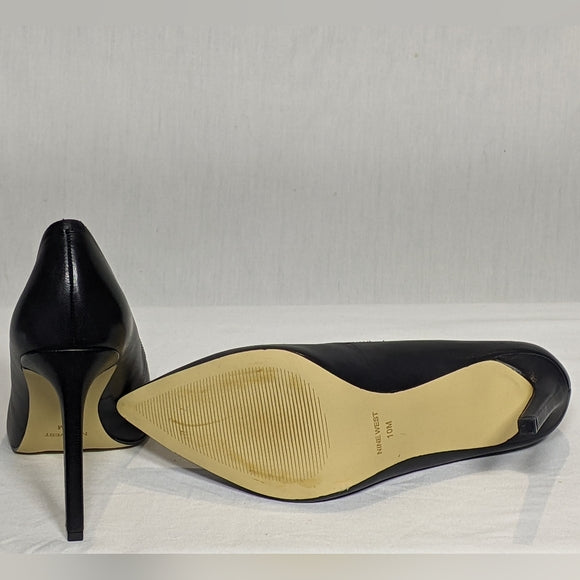 NEW NINE WEST Womens Tatiana Pointy Toe Pump Leather black sz 10