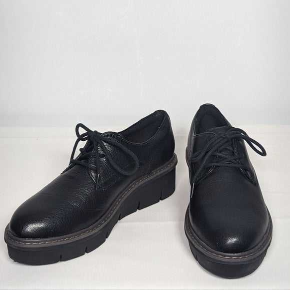 NEW Clarks Womens Leather Airabell Tye Platform Sz 5 black