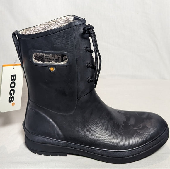 NEW Bogs Womens Waterproof Lace Up Snow/Rain Boots rated -25°C Sz 12 black