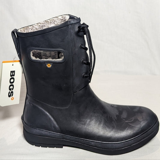 NEW Bogs Womens Waterproof Lace Up Snow/Rain Boots rated -25°C Sz 12 black