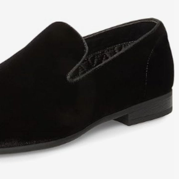 NEW Steve Madden Mens Laight Loafer Smoking Slipper Black Velvet Sz 9