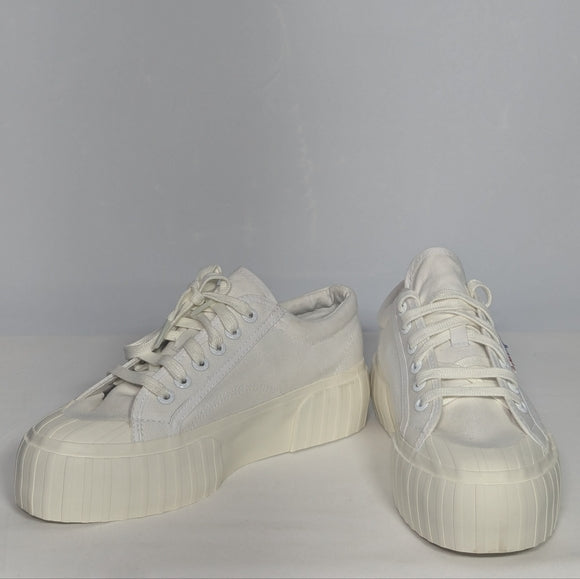NEW Superga Womens 2790 Nappa Canvas Platform Sneaker Sz 6 White