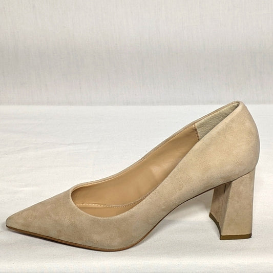 Steve Madden Womens Lend Pointed Toe Block Heel Sz 5.5 beige