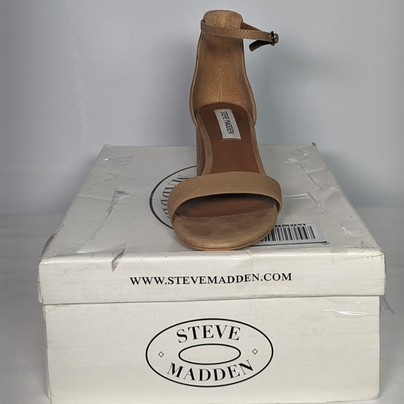 NEW Steve Madden Womens Leather Irenee Heeled Sandal Sz 6 tan