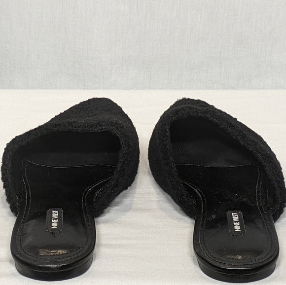 Nine West Womens Furzy 2 Pointy Toe Mules Slipper Slide sz 9.5 black SEXY!
