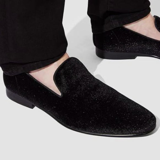 NEW Steve Madden Mens Laight Loafer Smoking Slipper Black Velvet Sz 9