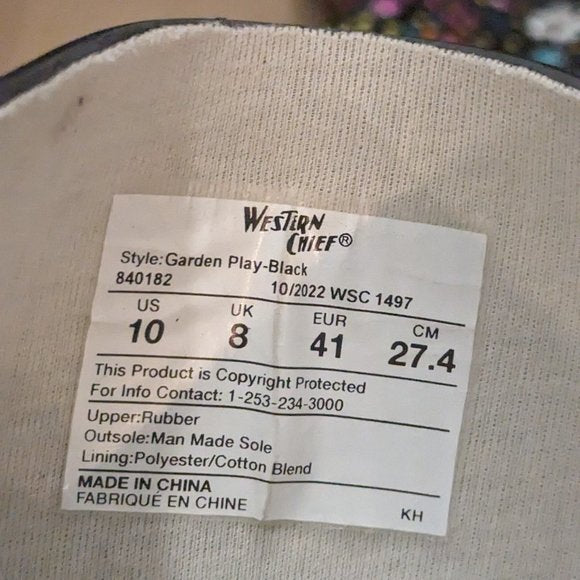 NEW Western Chief Womens Garden Play Graphic Tall Rain Boot Sz 10