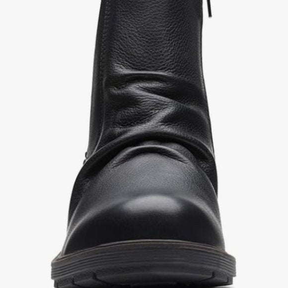 NEW Clarks Womens Hearth Rose Leather Mid Calf Boot Sz 8 wide black