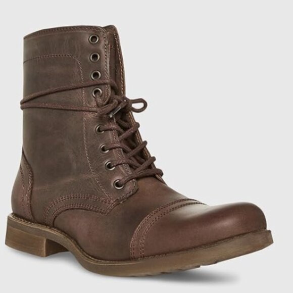 NEW Steve Madden Mens Troopah-c Leather Combat Boot Sz 8.5 brown