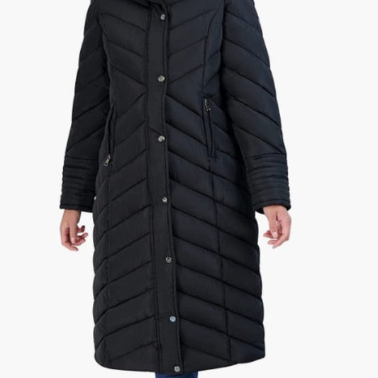 NEW Madden Girl Womens Madden Girl Women's Long Chevron Puffer Jacket XL black