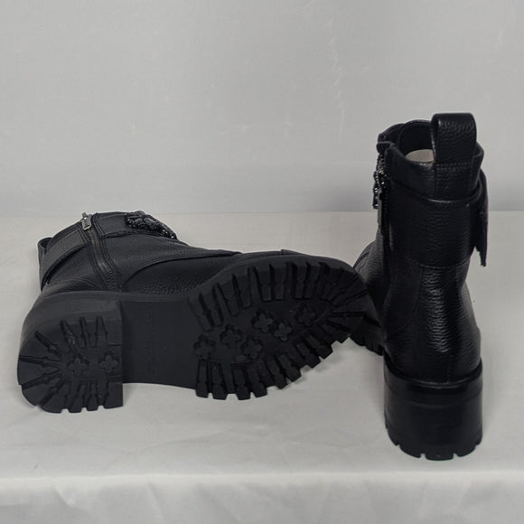NEW Karl Lagerfeld Paris Womens Leather Pippa Combat Boot Sz 5.5 black