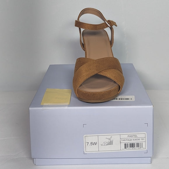 NEW Aerosoles Womens Pastel Wedge Sandal Sz 7.5 tan