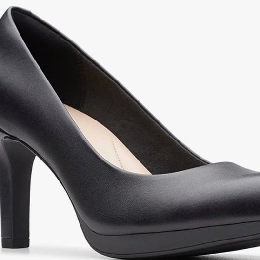 NEW Clarks Womens Adriel Viola Leather Pump 8.5 black