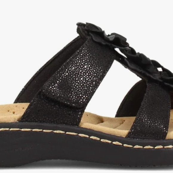 NEW Clarks Womens Laurieann Judi Flat Sandal Sz 12 black