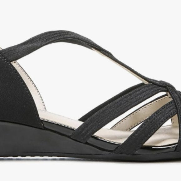 NEW Life Stride Womens Yaya Wedge Sandal Sz 8.5 black