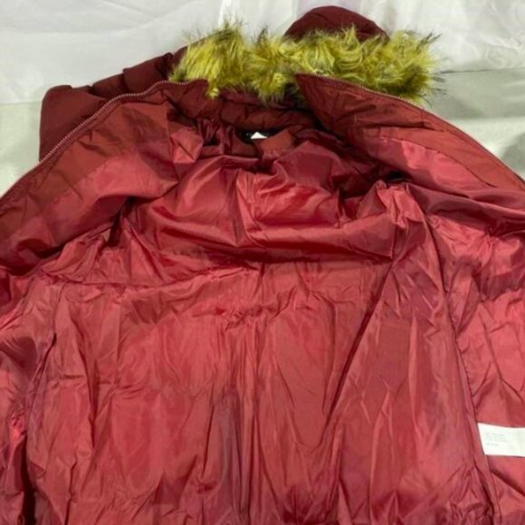 NEW CHERFLY Womens Cotton Winter Coat Thick Warm Long Jacket with Fur Trim Sz M