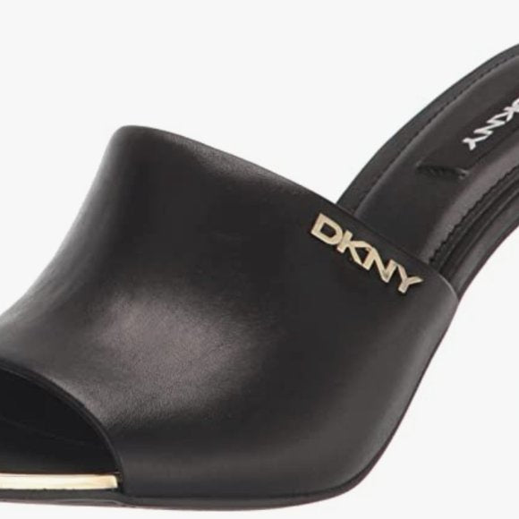 NEW DKNY Womens Bronx Open Toe Fashion Pump Heeled Sandal Black Sz 7.5