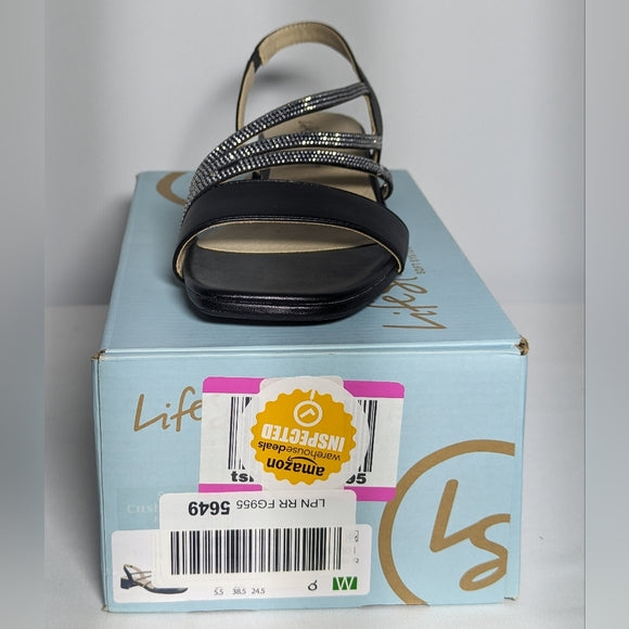 NEW LifeStride Womens Joy Sandal Rhinestone Black 8 Wide