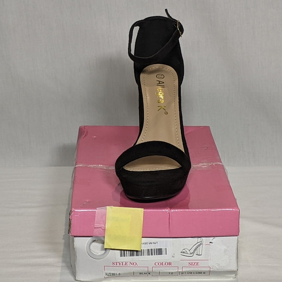 NEW Allegra K Womens Ankle Strap Platform Chunky Heel Sandals Sz 7.5 black