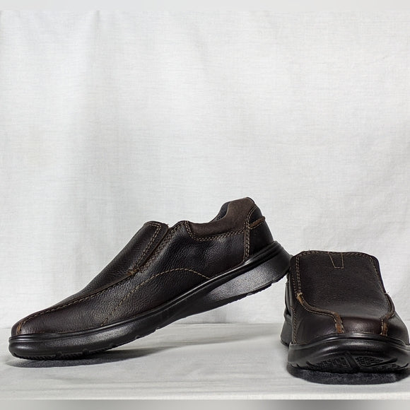 NEW Clarks Mens Cotrell Leather Step Bike Toe Slip On brown sz 9