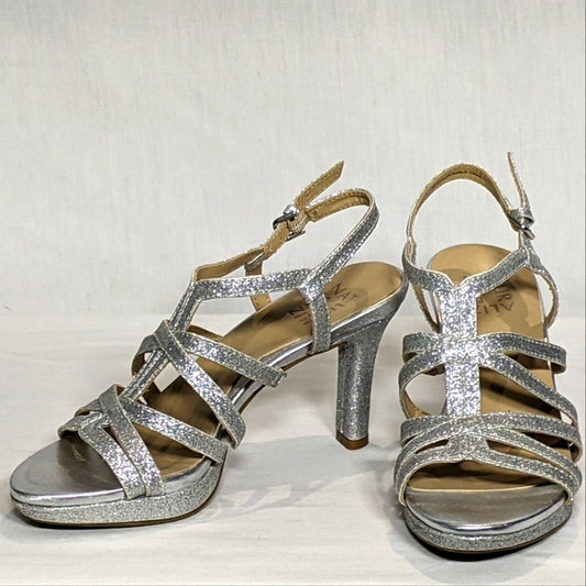 NEW Naturalizer Womens Baylor Shoes Sandal Sz 7 Silver glitter