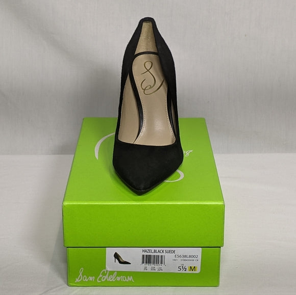 NEW Sam Edelman Hazel Black Suede High Heels Stiletto Sz 5.5