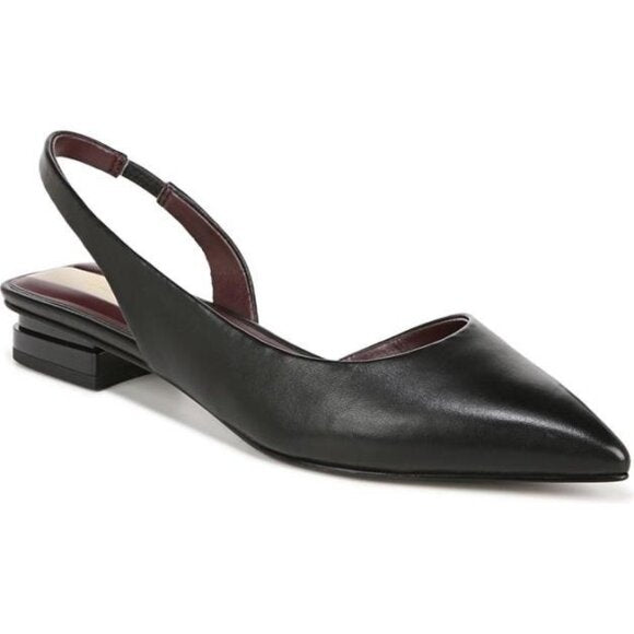 NEW Franco Sarto Womens Tyra Leather Slingback Block Heel sz 7.5 black