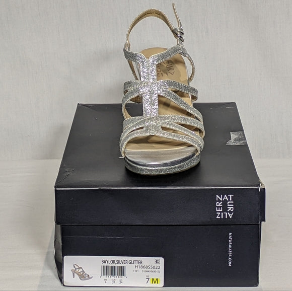NEW Naturalizer Womens Baylor Shoes Sandal Sz 7 Silver glitter