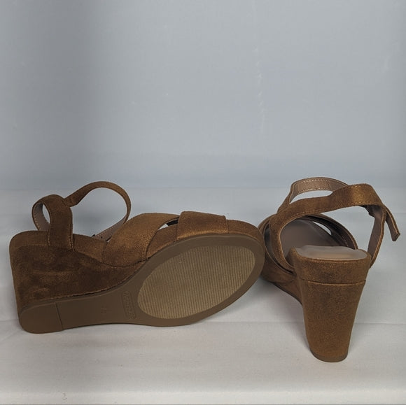 NEW Aerosoles Womens Pastel Wedge Sandal Sz 7.5 tan
