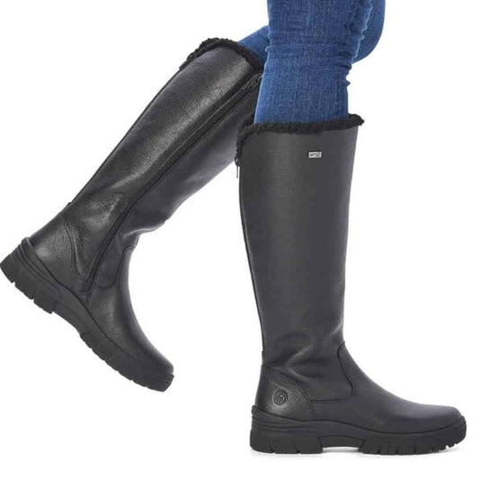NEW Remonte Womens Leather Winter Boot sz 5.5 black wide calf
