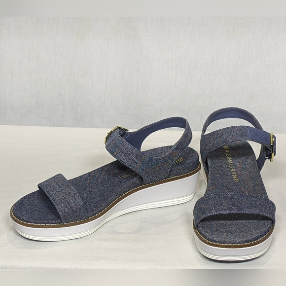 NEW Cole Haan Womens Grand Flatform Wedge Sandal Sz 6 Denim