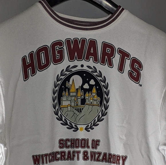 NEW Harry Potter Hogwarts School Graphic Crew Neck Oversized Pullover Sweatshirt XS
