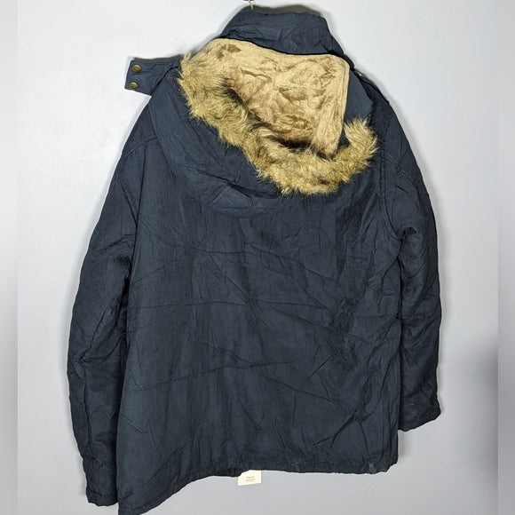 NEW Yozai Men's Winter Jacket Military Warm Fleece Coat Detachable Hood XL blue