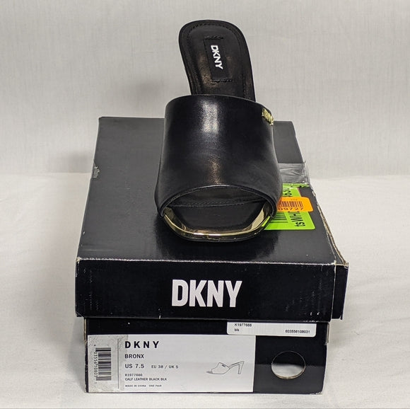 NEW DKNY Womens Bronx Open Toe Fashion Pump Heeled Sandal Black Sz 7.5