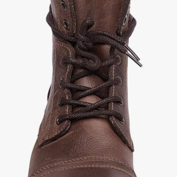 NEW Steve Madden Mens Troopah-c Leather Combat Boot Sz 8.5 brown