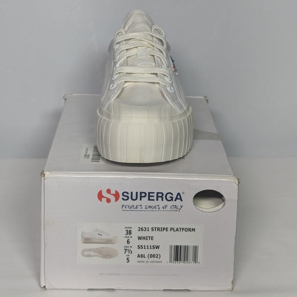 NEW Superga Womens 2790 Nappa Canvas Platform Sneaker Sz 6 White