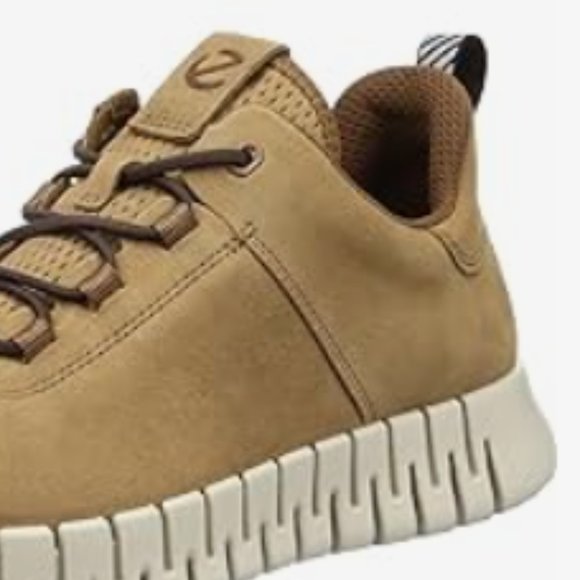 NEW ECCO Mens Gruuv Leather Fashion Sneaker Sz 7/7.5 camel nubuck/tan